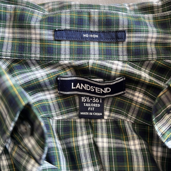 Lands' End Men's No Iron Supima Cotton Size 15.5 x 36T Tailored Fit Dress Shirt - Picture 4 of 5